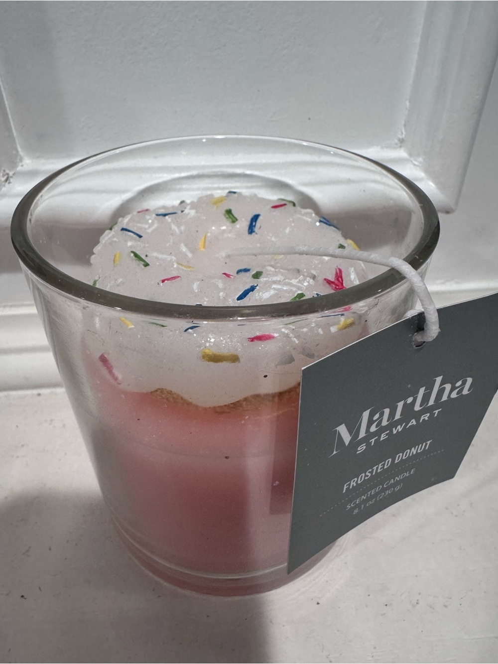 Martha Stewart Frosted Donut Candle in Pink with Sprinkles